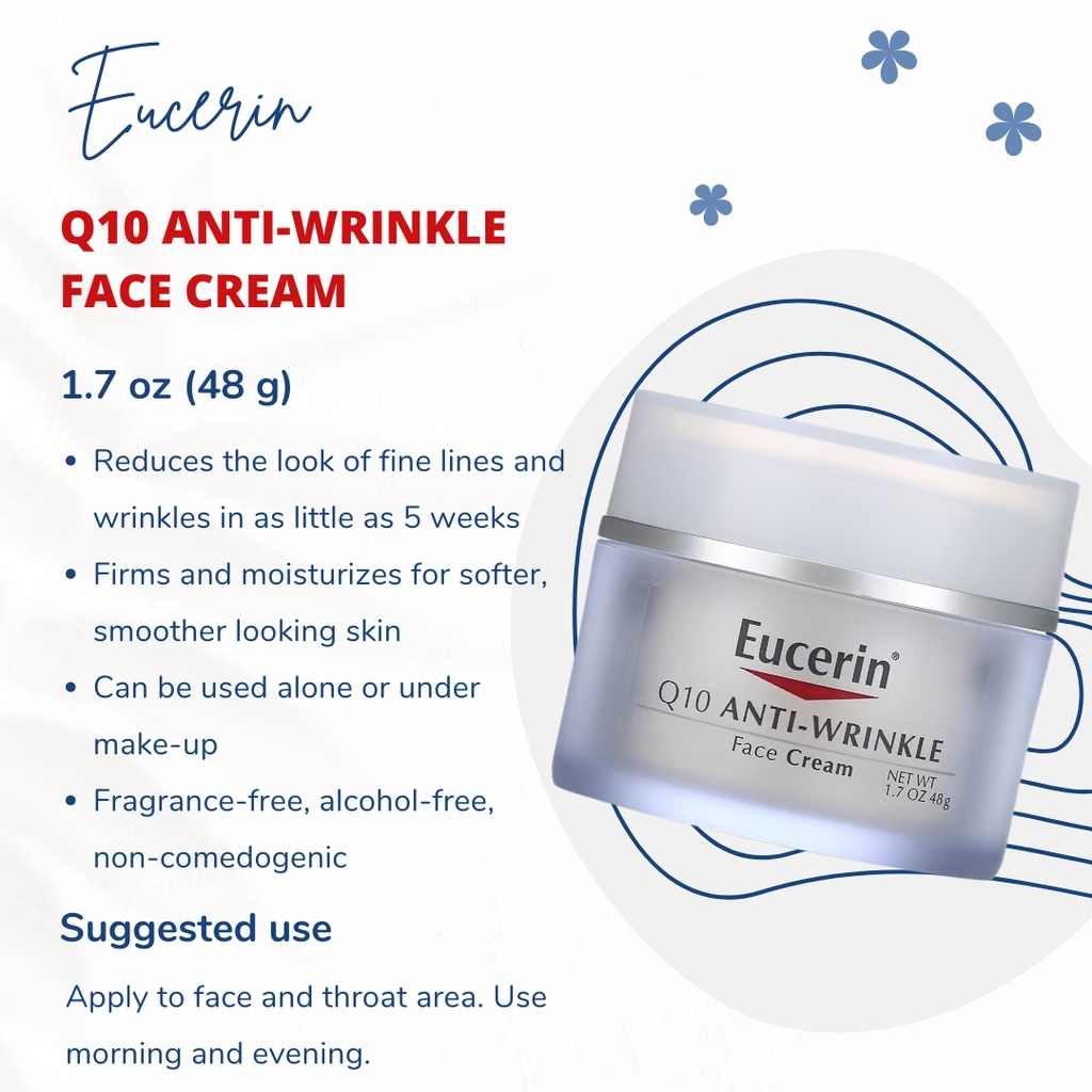 Eucerin, Q10 Anti Wrinkle Cream, Face Cream, Night Cream, for Sensitive