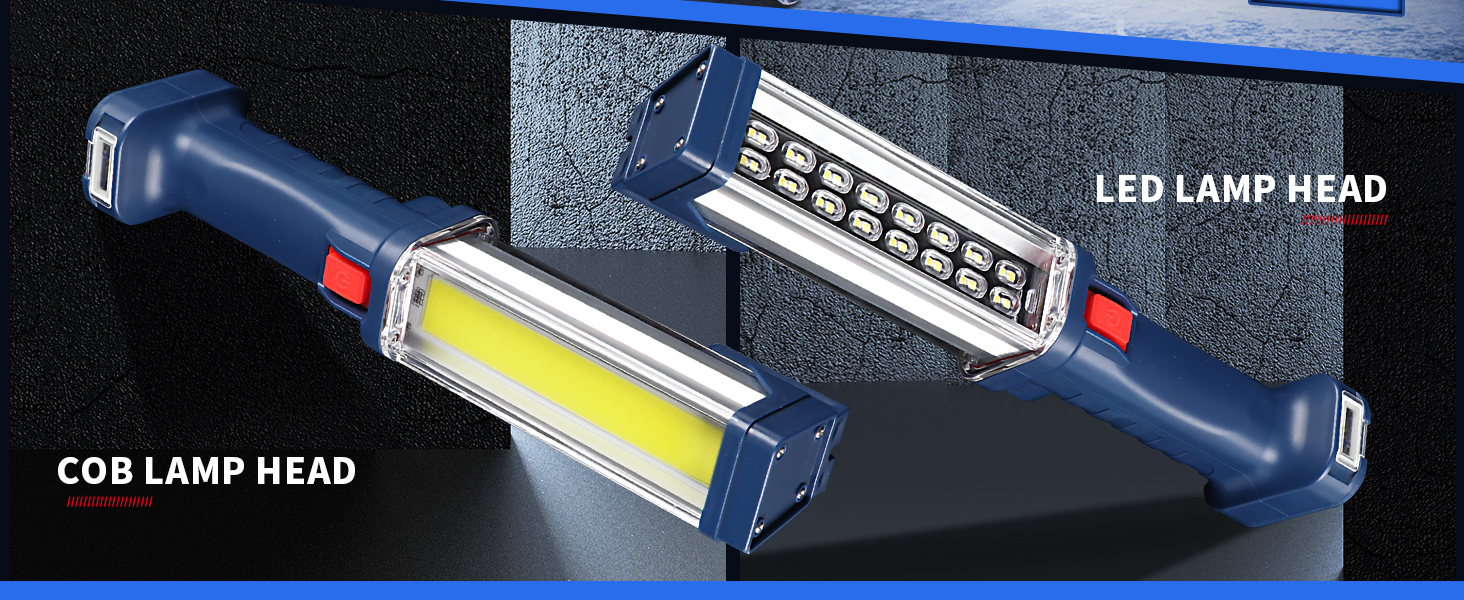 2-Pack Magnetic Work Light, 1200LM COB LED Rechargeable - 15 Modes, 360° Rotate, Type-C, Emergency Light For Car Repair, Camping, Hiking, Job Site
