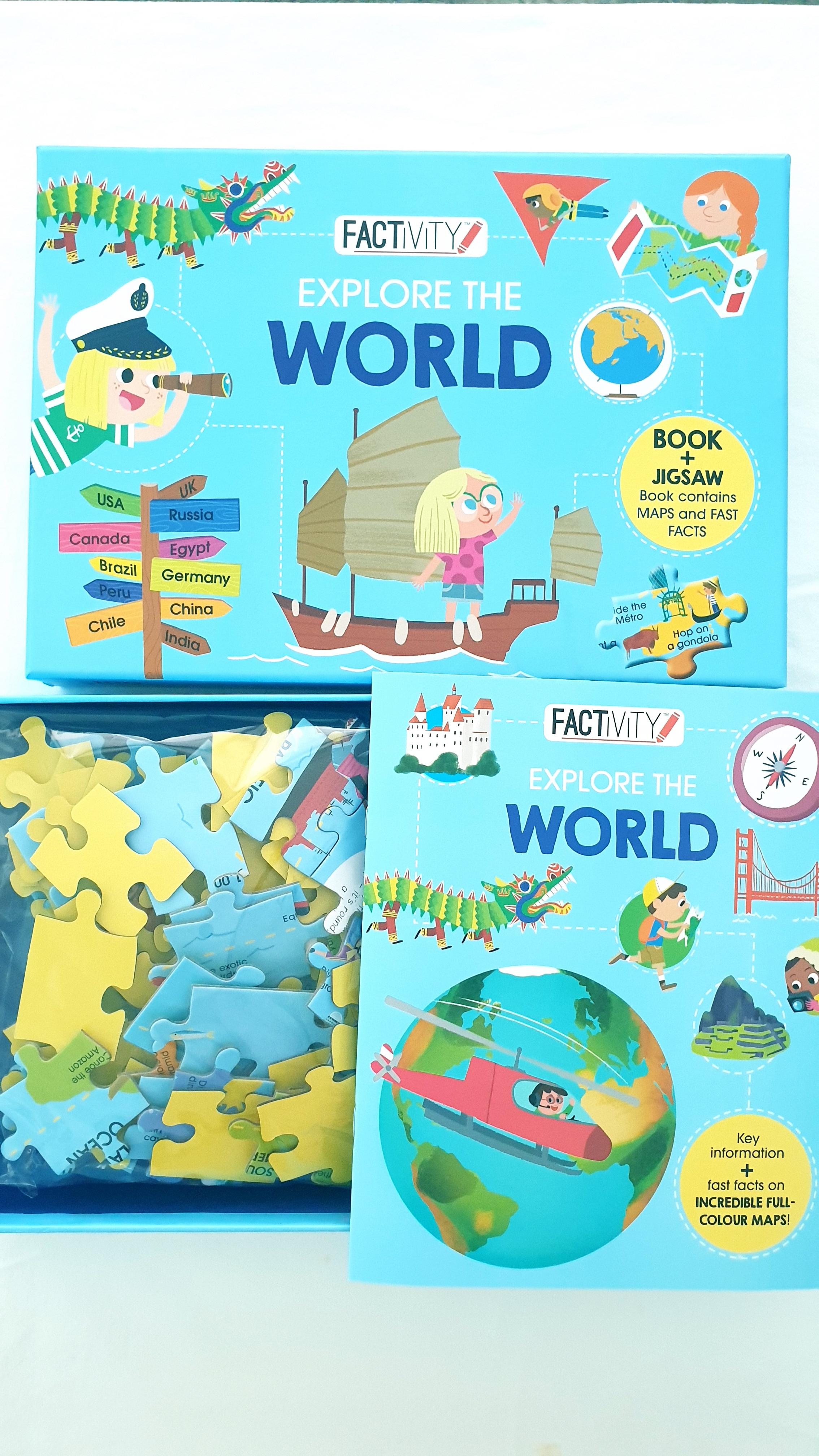 Factivity World Map Book & Puzzle 100 Pcs Set with Maps & Fun Facts for ...