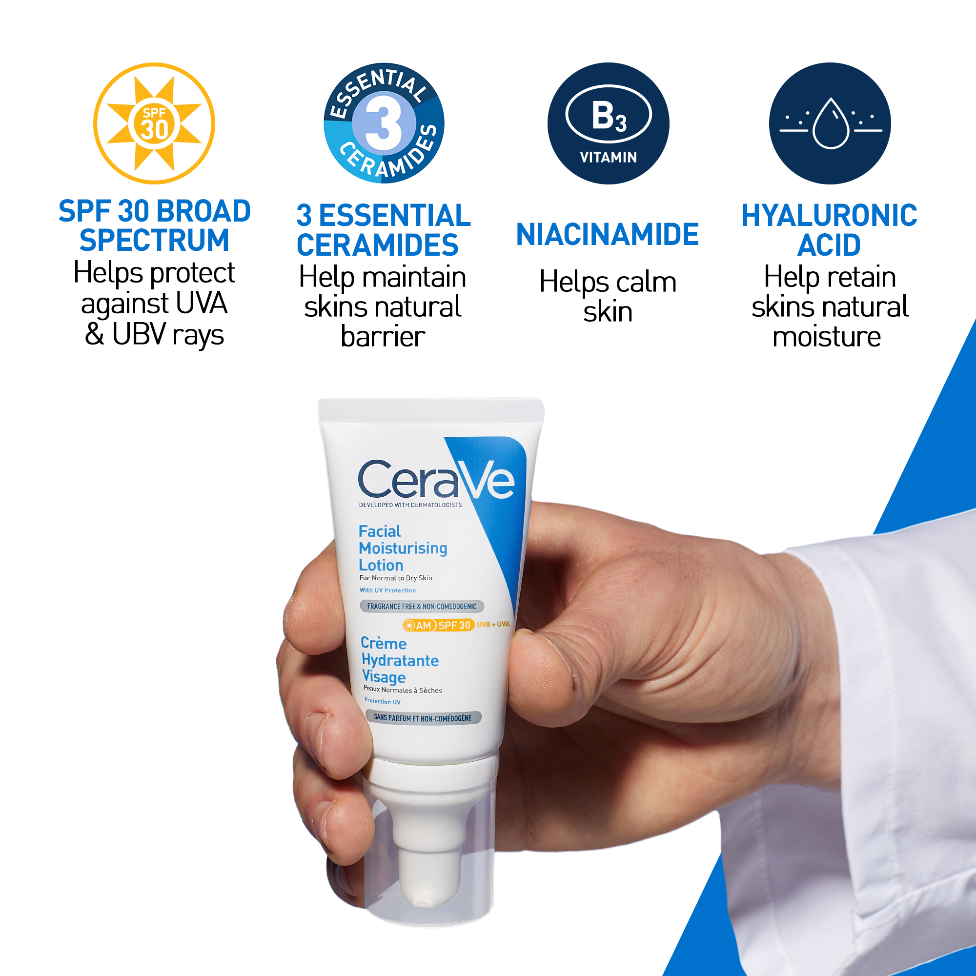 CeraVe AM Facial Moisturiser Lotion with SPF30 52ml | Day Moisturiser ...