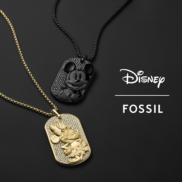 Disney Fossil Special Edition Gold-Tone Stainless Steel Dog Tag Necklace -  JF04625710 - Fossil