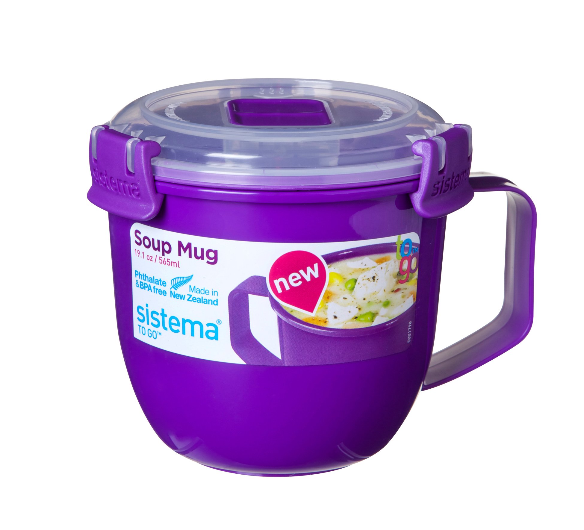 Sistema Microwave BPA Free Soup Mug with Lid, Steam Release Vent 565ML ...