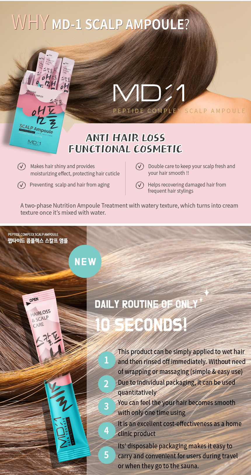 MD1 (NEW)Intensive Peptide Complex Professional Scalp & Hair Ampoule