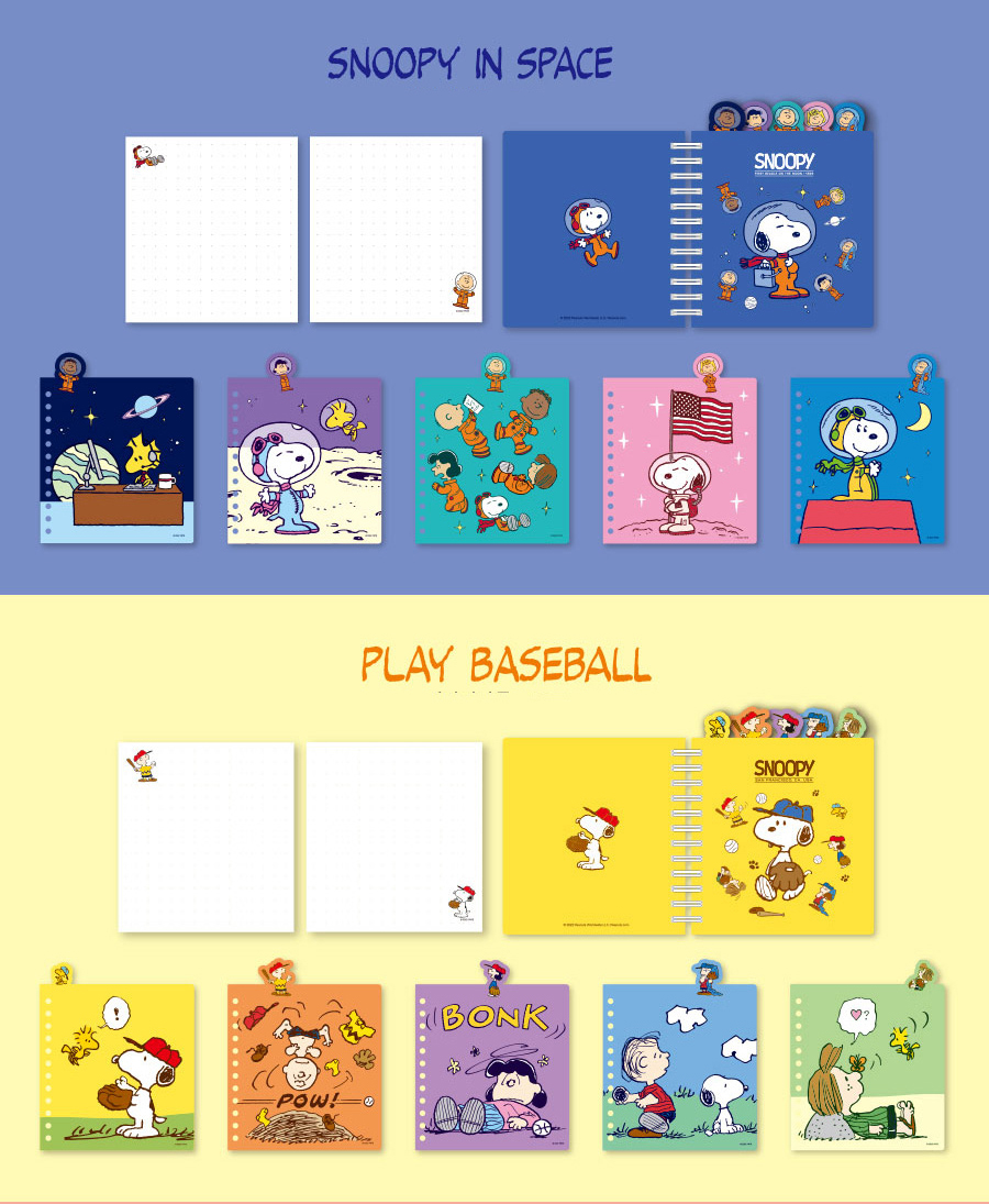 Peanuts Snoopy Index Lined Spiral Notebook Hard Cover Spring Notepad ...