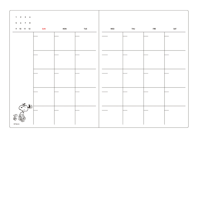 Peanuts Snoopy Undated Pompom Cover Diary Planner Scheduler Monthly ...