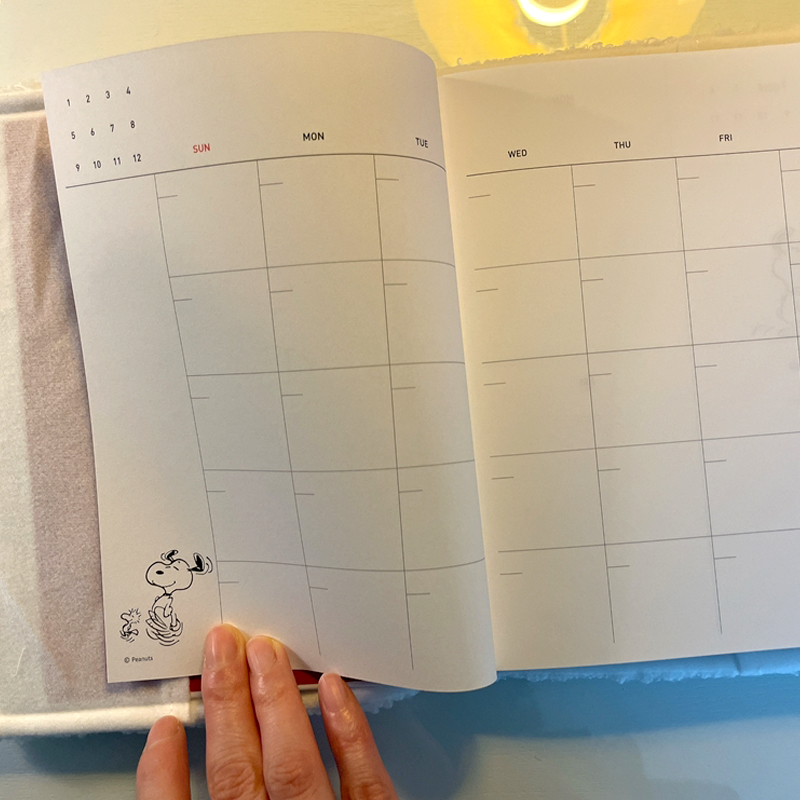Peanuts Snoopy Undated Pompom Cover Diary Planner Scheduler Monthly ...