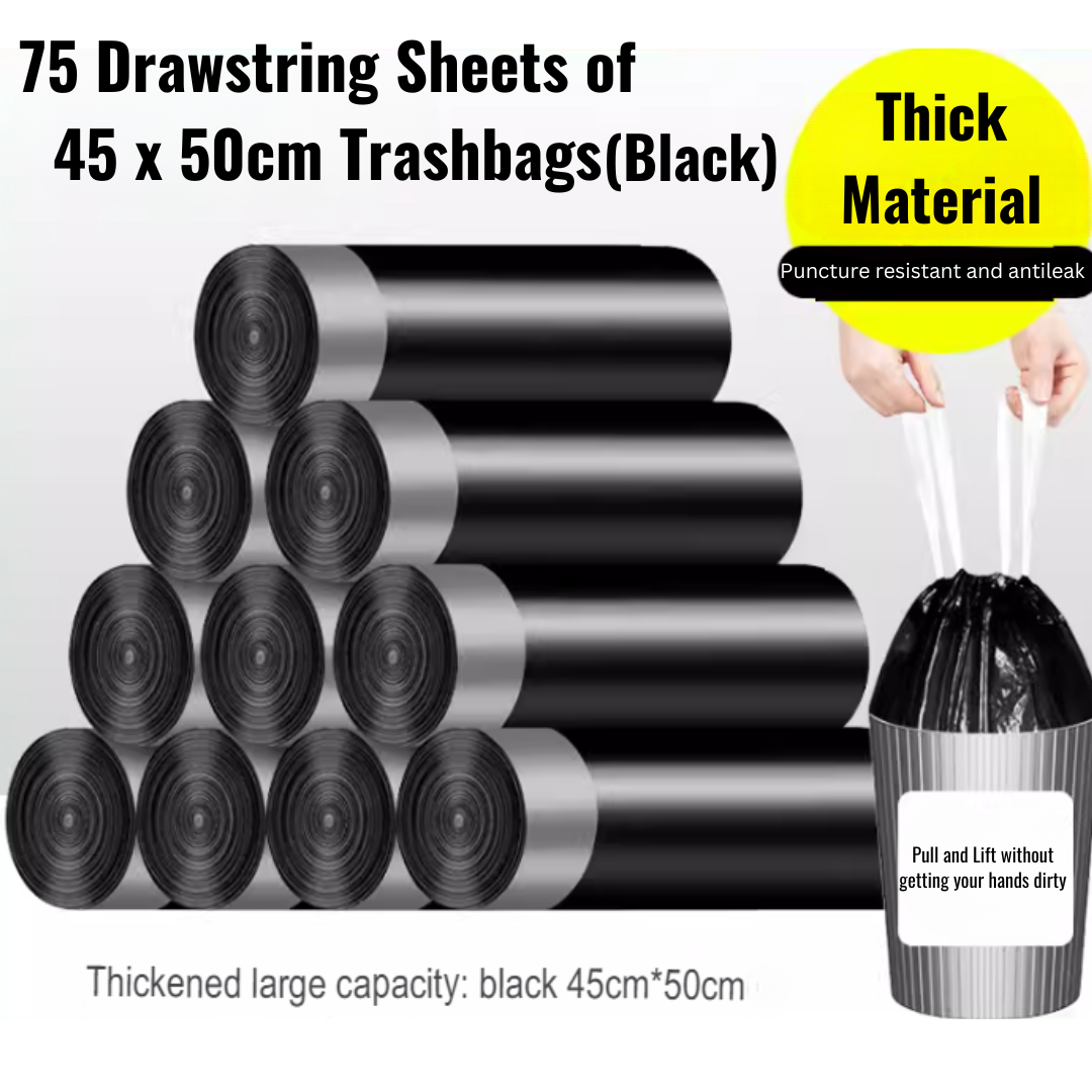 75 Sheets XiaoYang Drawstring Garbage Trash Rubbish Plastic Bag Dustbin ...