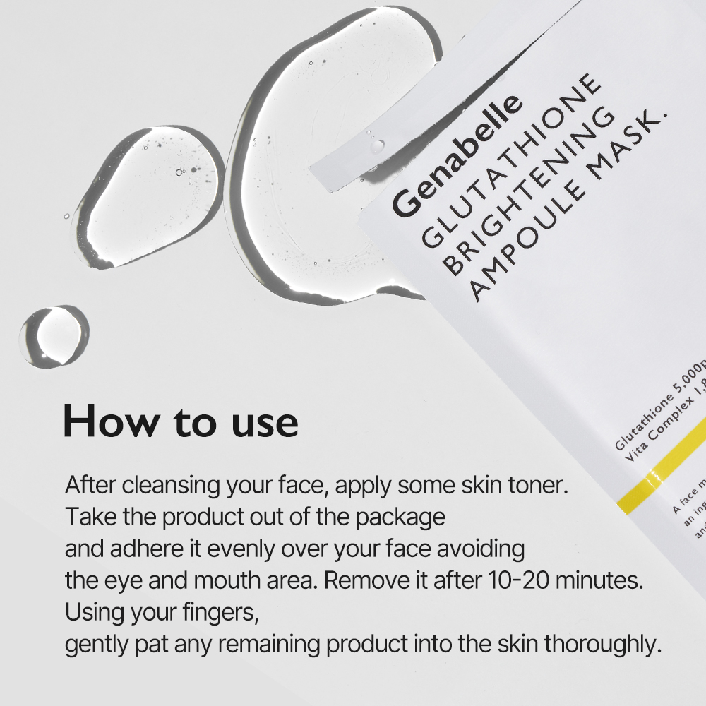 Genabelle Glutathione Brightening Ampoule Mask 25ml* 5 sheets | Shopee ...