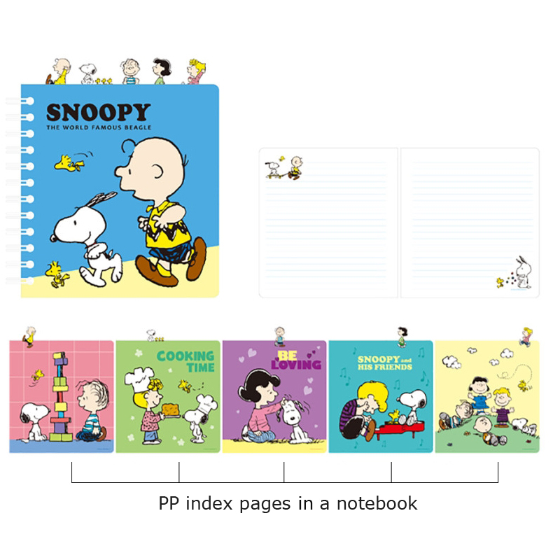 Peanuts Snoopy Index Lined Spiral Notebook Hard Cover Spring Notepad ...