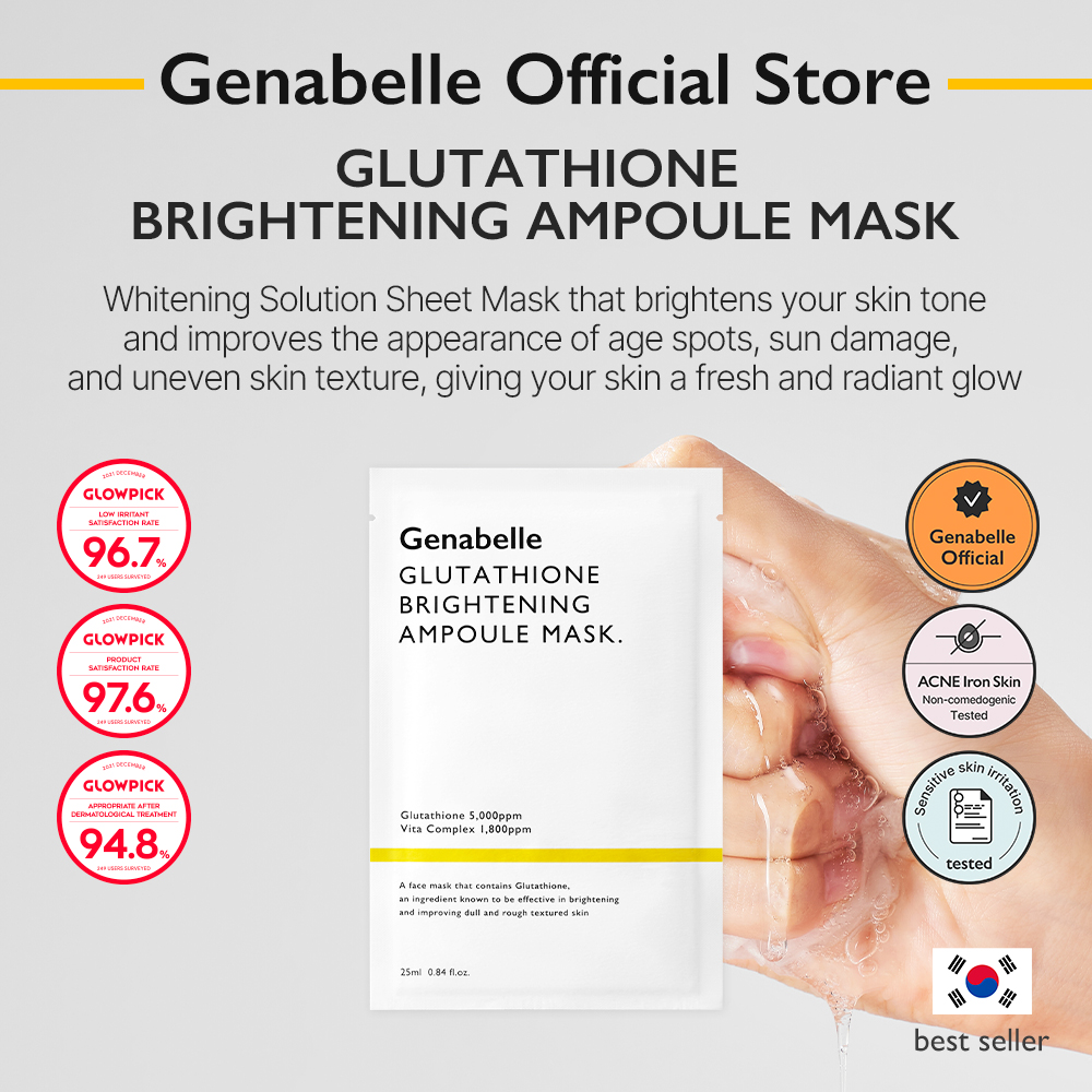 Genabelle Glutathione Brightening Ampoule Mask 25ml* 5 sheets | Shopee ...
