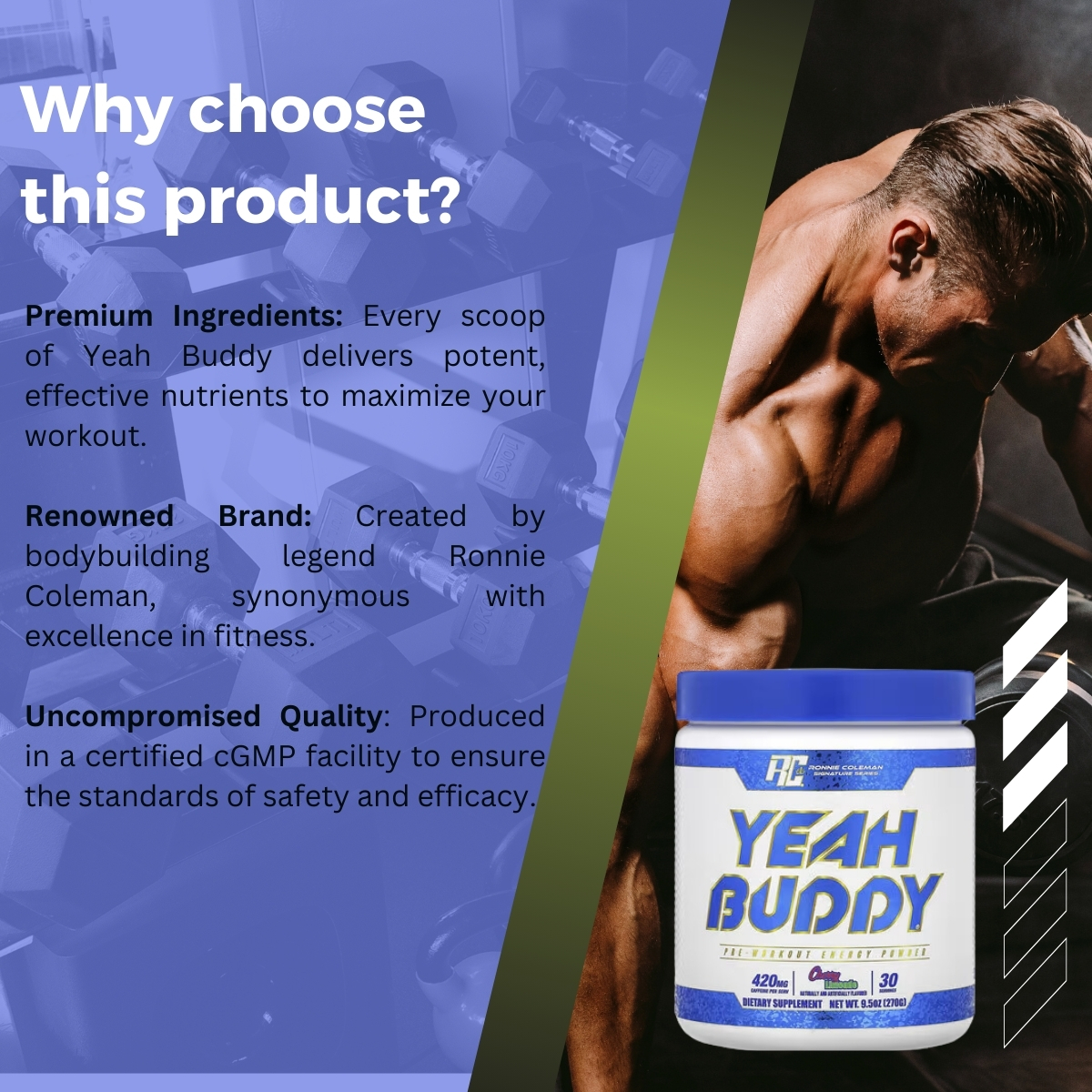 Ronnie Coleman, YEAH BUDDY Pre Workout Powder, Caffeine for Focus ...