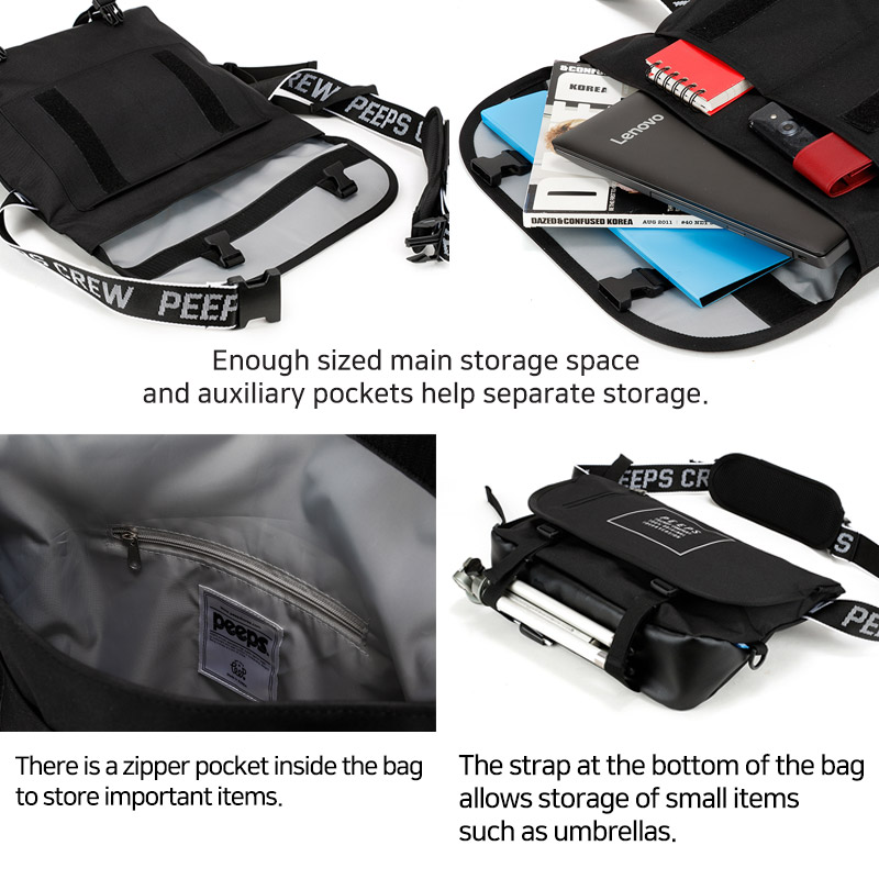 ★2021SS新作★PEEPS★ESSENTIAL MESSENGER BAG_5色 Essential Messenger Bag (Black)– amboi.asia