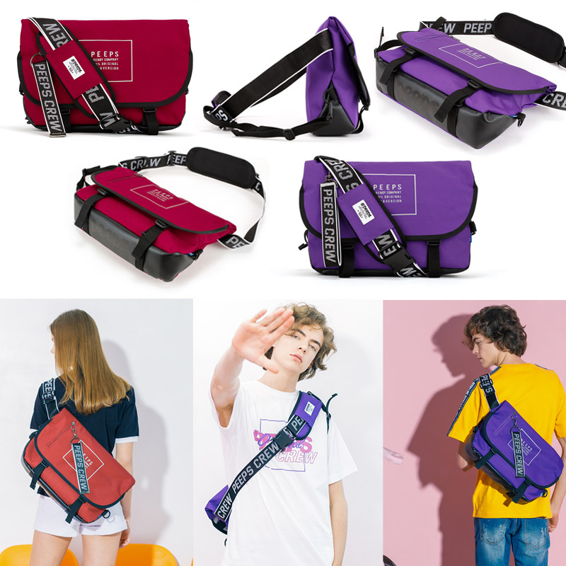 ★2021SS新作★PEEPS★RETRO MESSENGER BAG_3色 PEEPS] Enjoy The Ride Messenger Bag(Black) | Shopee Singapore