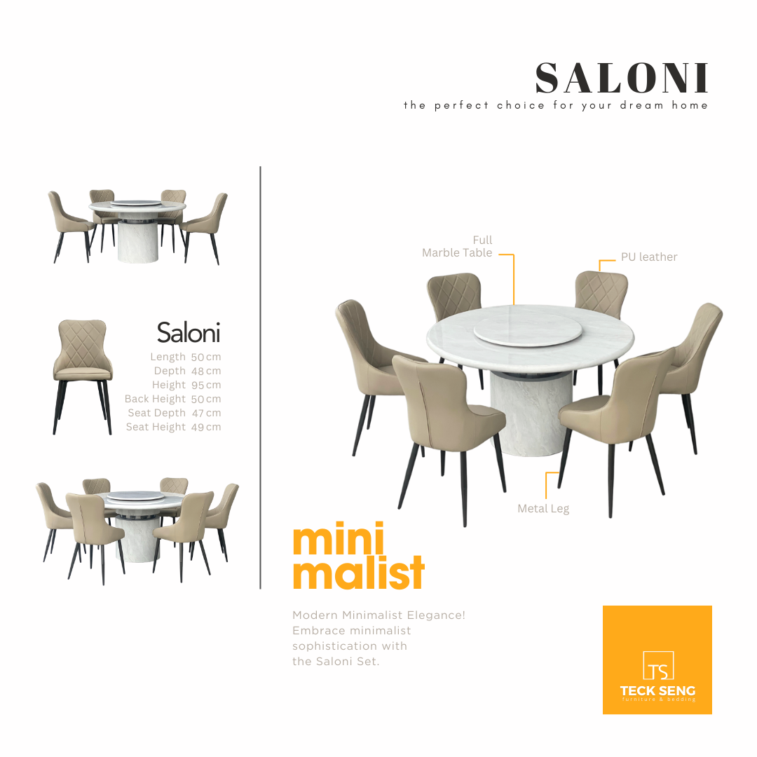 SALONI Dining Set Modern Minimalist Marble Top Stylist Chairs Set ...