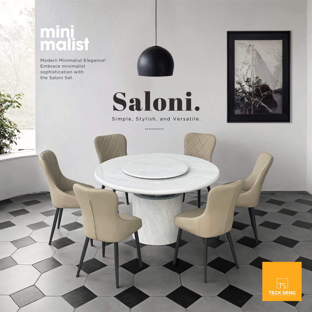 SALONI Dining Set Modern Minimalist Marble Top Stylist Chairs Set ...