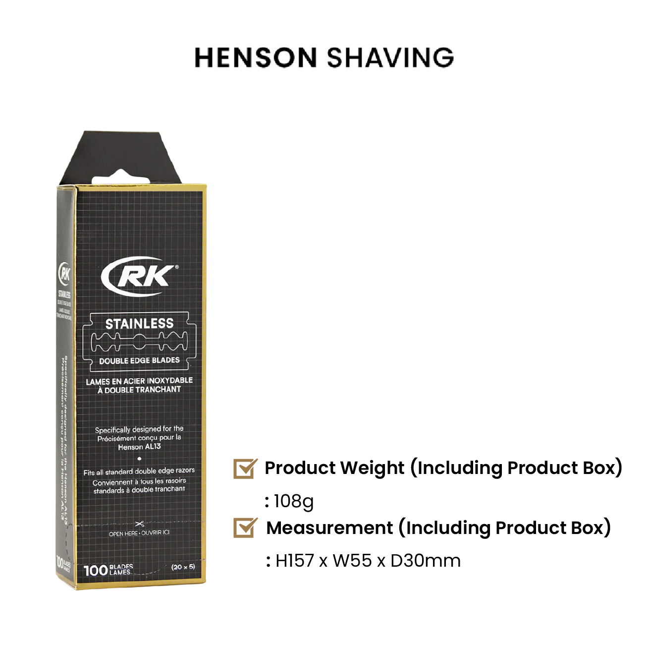 [Official Distributor] HENSON RK Razor Blades Refill - Stainless Steel ...