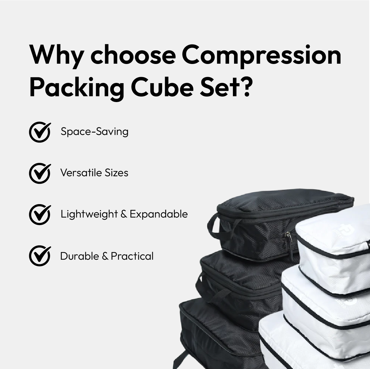 Compression Packing Cube Set - Space-Saving, Lightweight, Expandable ...