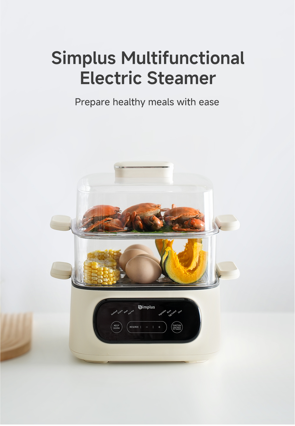 Simplus Electric Food Steamer | 2-Tier 11L Capacity | 2-in-1 Steam and ...