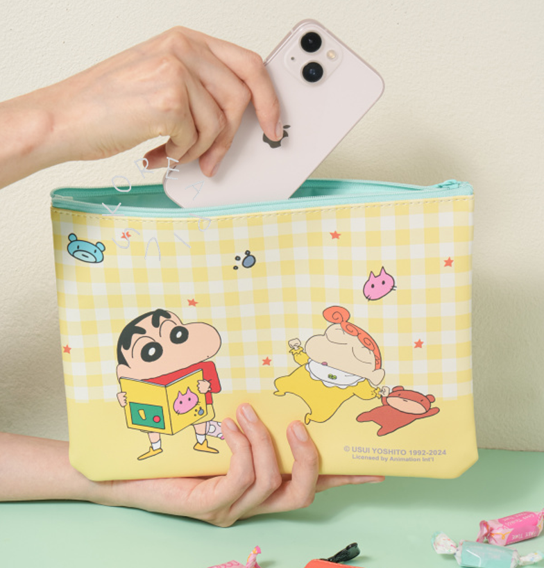[CRAYON SHINCHAN] Korea Daiso Flat Pouch Big Size (Red Yellow) | Shopee ...