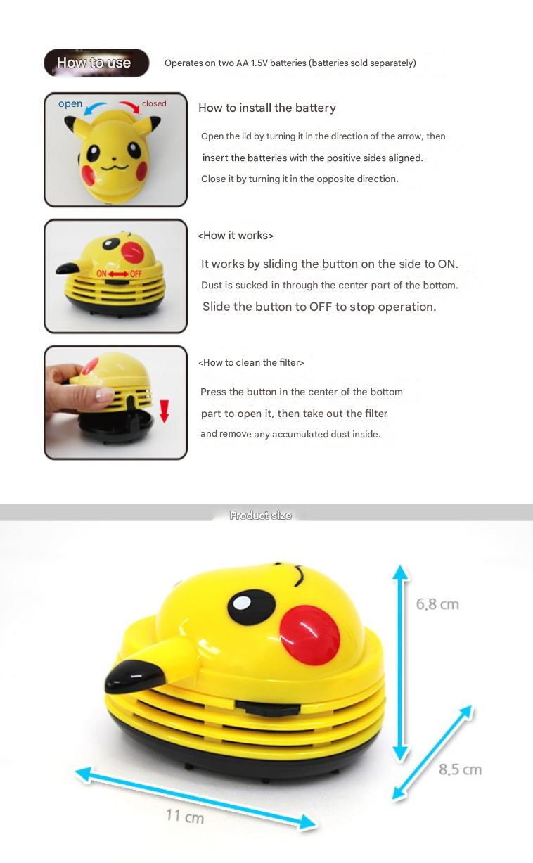 Pokemon Mini Vacuum Cleaner (Pikachu, Snorlax) / Tabletop vacuum ...