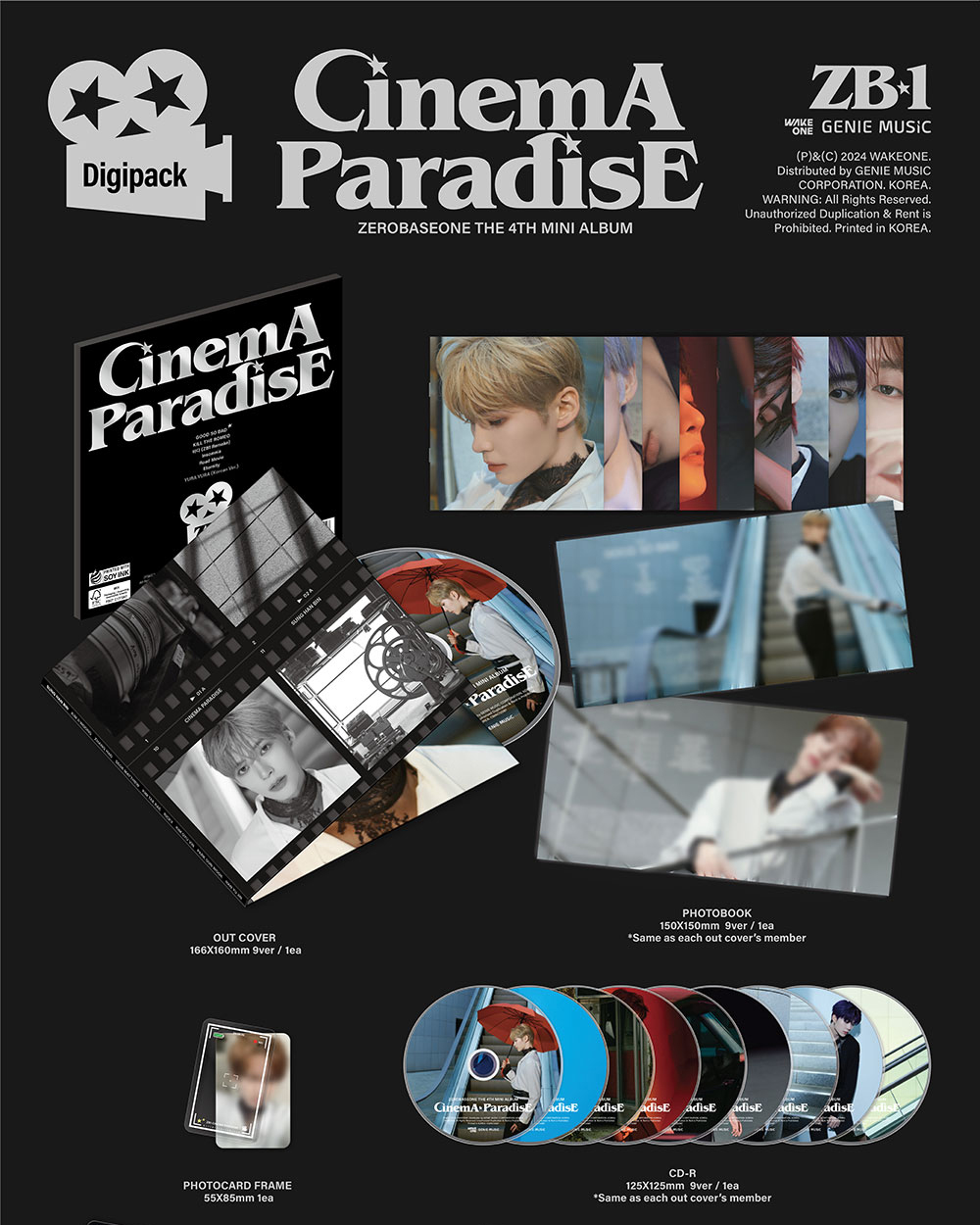(DIGIPACK ver.) ZEROBASEONE [CINEMA PARADISE] 4th MINI ALBUM (27th Aug ...