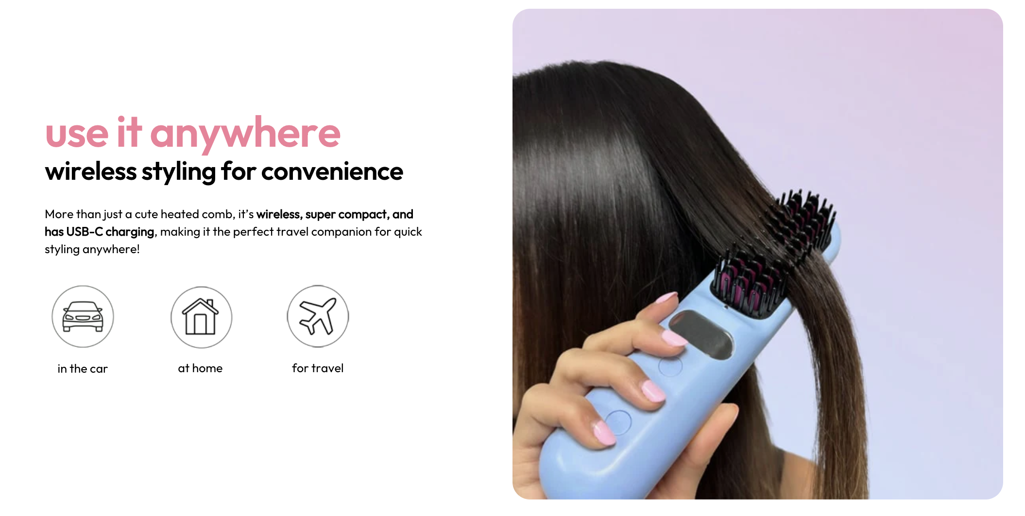 Stryv MiniStyler | Wireless Heated Comb | Anti-Frizz | Compact ...