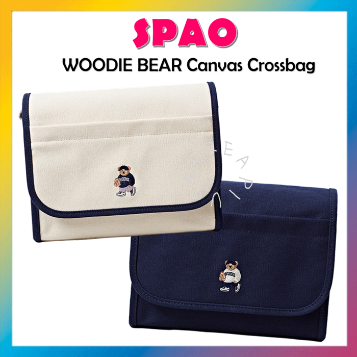 ★ SPAO★ Woody canvas cross bag SPAKFA9A54 SPAO] WOODIE BEAR Canvas Crossbag | Shopee Singapore