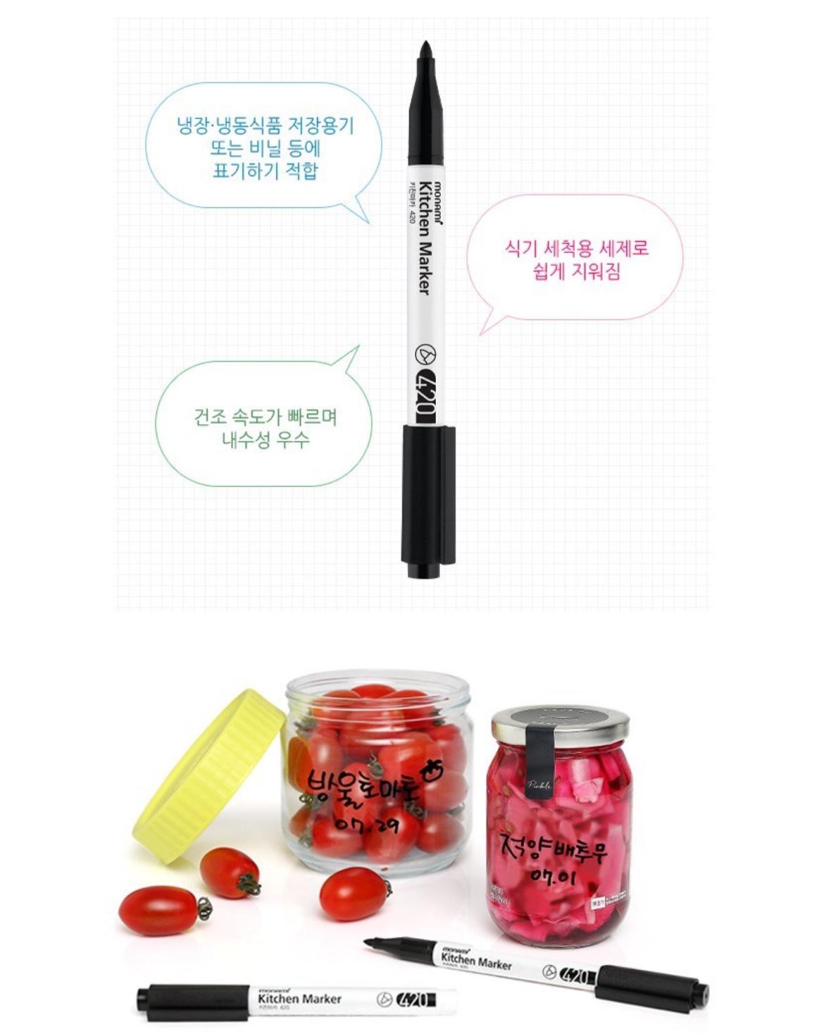 [MONAMI] Made in Korea Kitchen Marker 420 Water-Resistant Quick Dry ...