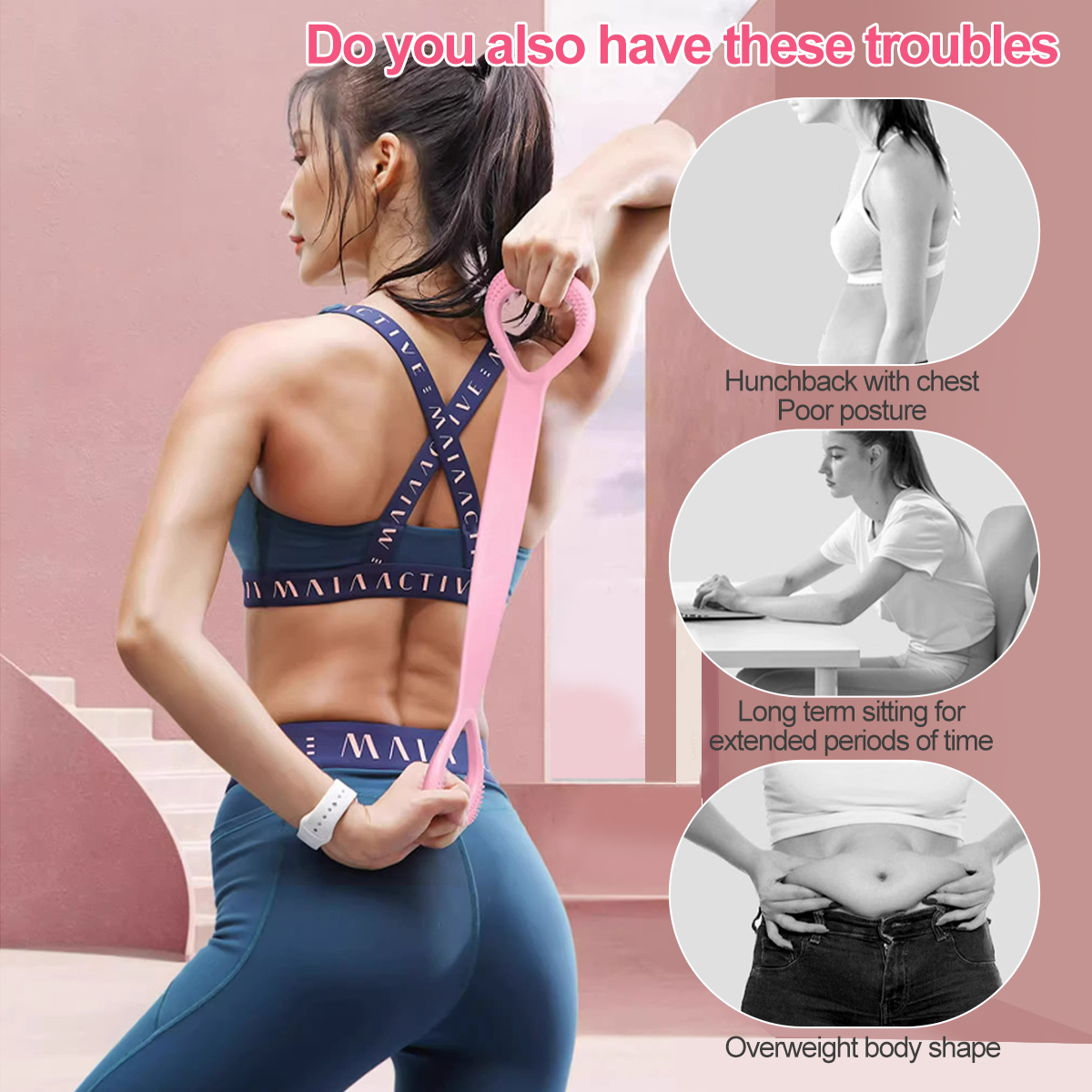 Figure 8 Arm Puller With Handles Full Body Workout Figure 8 Resistance Bands With Handles - Full Body Workout Stretch Band For Home Gym Portable Workout Gear