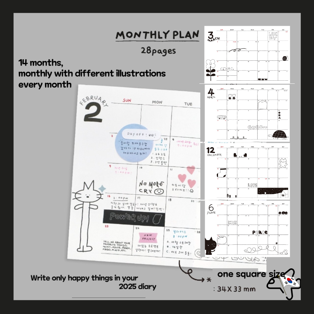 2025 Iconic Doodle Diary/Diari Korea 2025/2025 Planner Diary Set/Diary