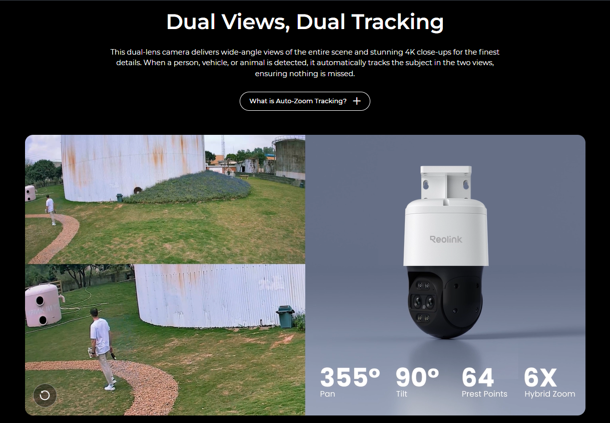 Reolink Trackmix PoE Time Lapse 4K Dual-Lens PTZ Camera with Motion ...