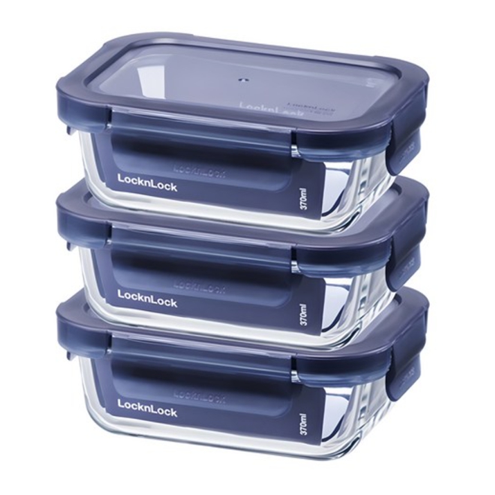 LocknLock Indigo Glass Food Storage Container Set 3pcs – Oven Safe ...