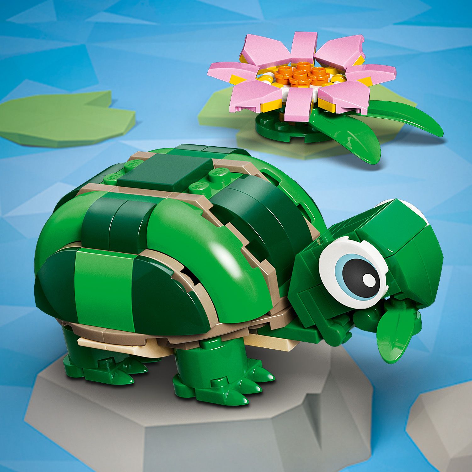 LEGO Creator 3 in 1 31377 Turtle with a Water Lily Flower (124 Pieces ...