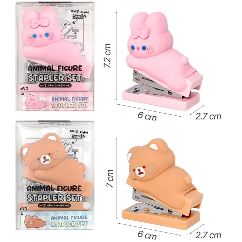 [Korean Stationery Shop] Animal Figure Stapler Set Rabbit/Bear | Shopee ...