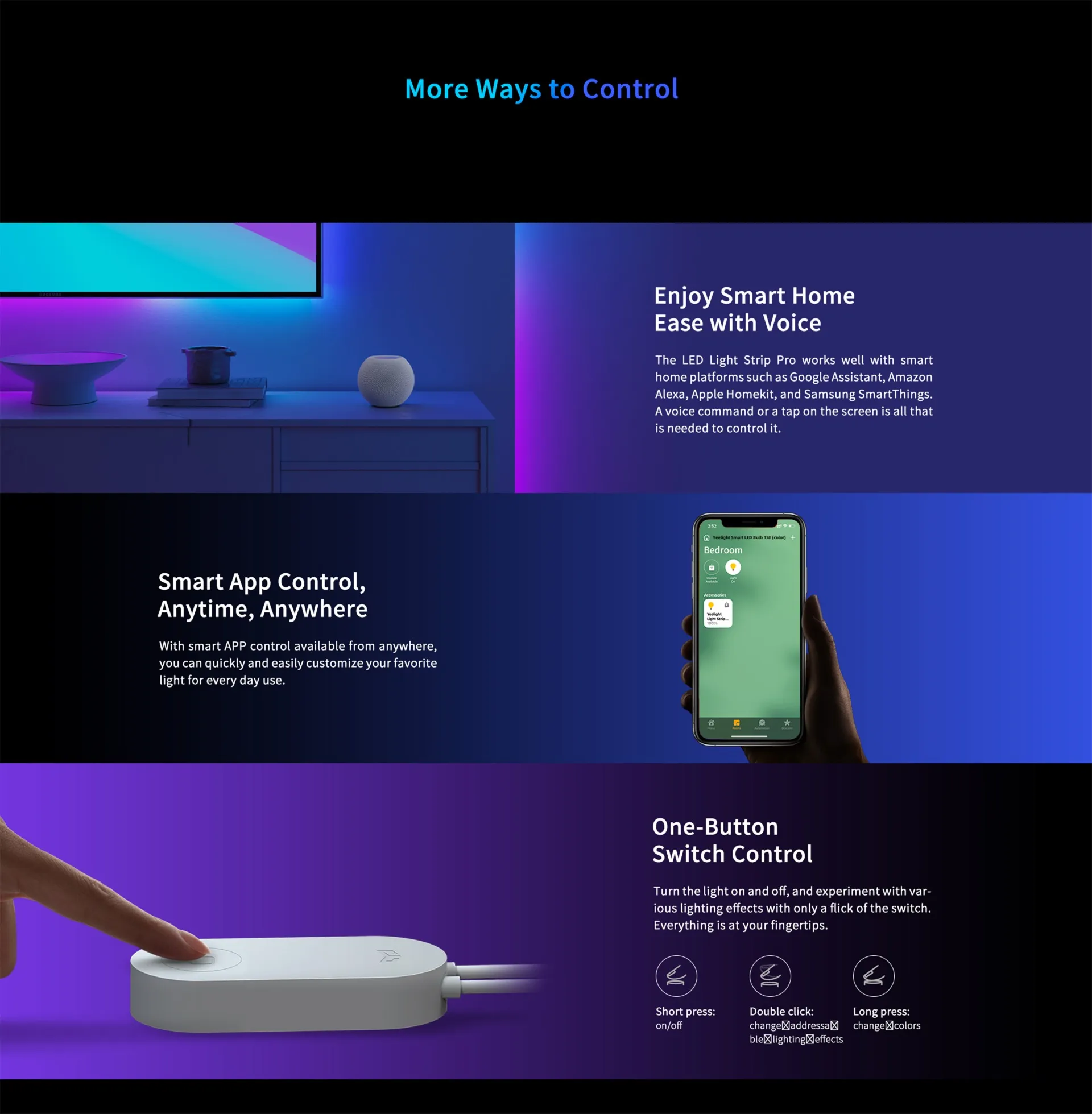 Yeelight Lightstrip Pro, work with apple homekit, google assistance and ...