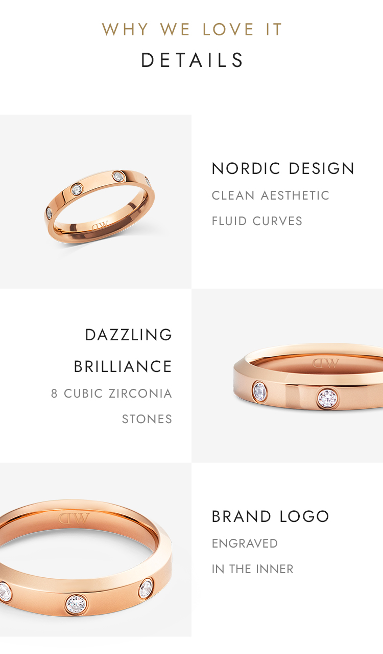 Daniel Wellington Classic Lumine Ring 4.0mm Rose Gold / Silver / Gold ...