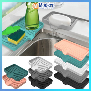 Silicone Kitchen Sink Sponge Holder Organizer Mat Soap Tray Faucet