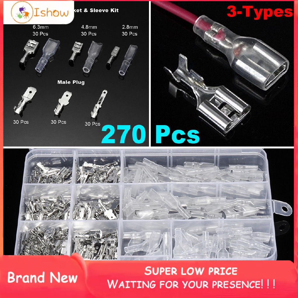 quantity Assortment Female & Male Spade Crimp Case 3 Sizes 2.8mm 4.8mm