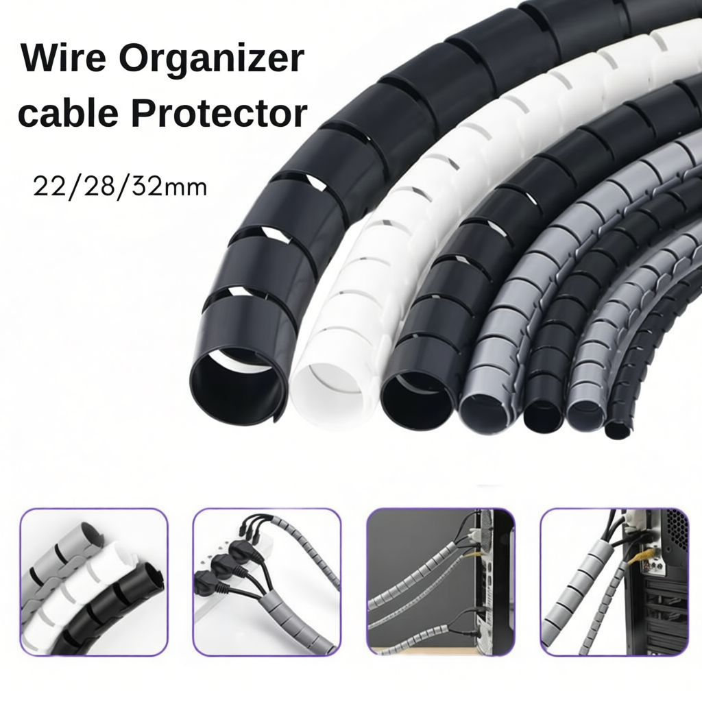 1M Line Organizer Pipe Protection Spiral Wrap Winding Cable Wire ...