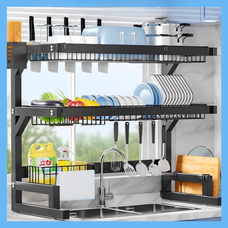 Rak Pinggan Sinki Mangkuk Rak Dapur Dish Drying Rack Stainless Steel ...