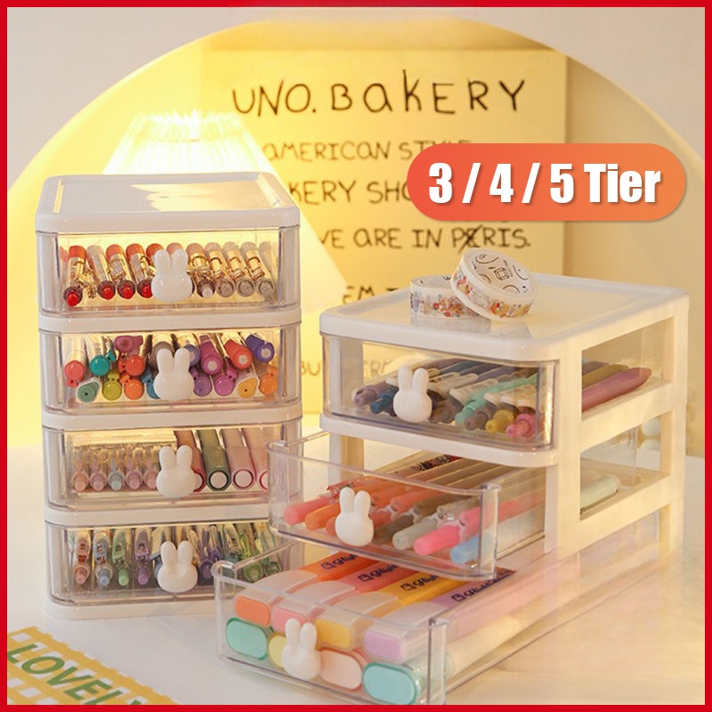 GEESO Mini Drawer Storage 5 Tier Desktop Storage Box Desk Organizer ...