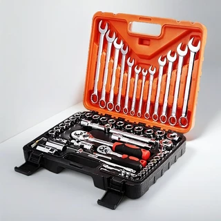 VODELL 46/53/61pcs Combination Socket Wrench Ratchet Spanner Tools Set Box Spark Plug Alatan 工具套装