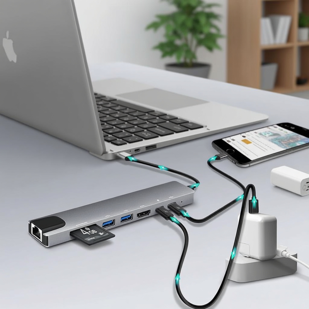 Type C to VGA 8-in-1 USB Hub Docking Station with Network Port and HD ...