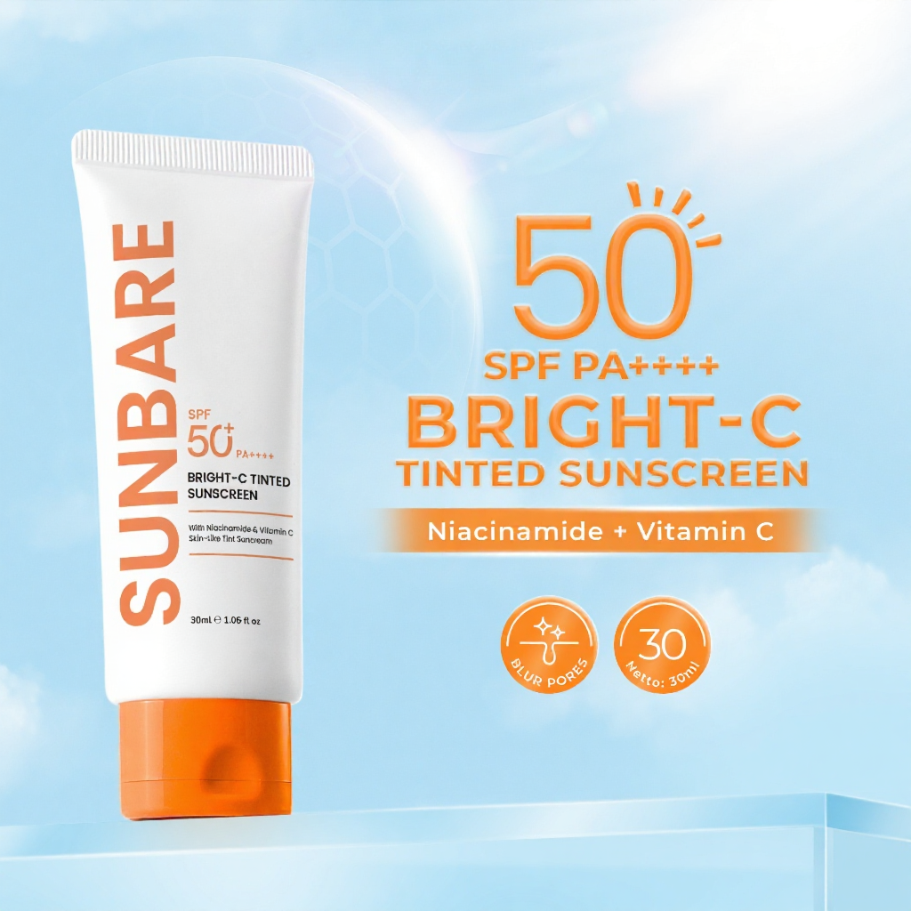 Sunbare Bright-C Tinted Sunscreen SPF 50 PA++++ with Niacinamide ...