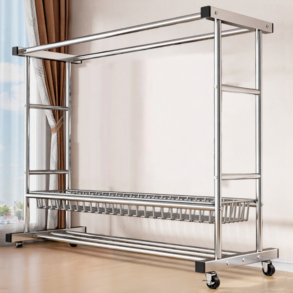 Ampaian Baju Galvanized Movable Clothes Drying Rack Clothes Rack Double ...