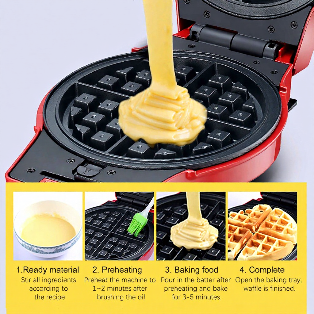 20 CM Bigger Size 1200W Non-Stick Waffle Maker Machine Electric DIY ...