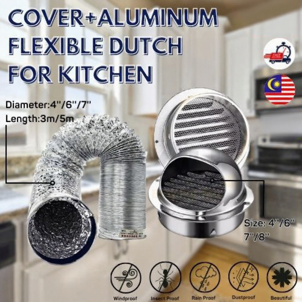 Stainless Steel Kitchen Exhaust Hood Aluminium Flexible Hose Ducting ...