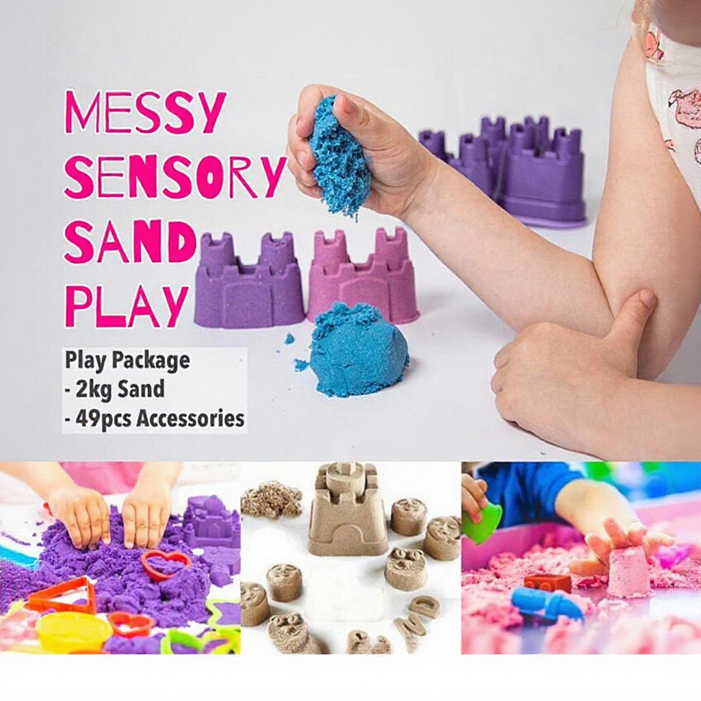 50PCS 2kg Kid play Sand Dynamic Eco Space Sand Castle Play Set Tools ...
