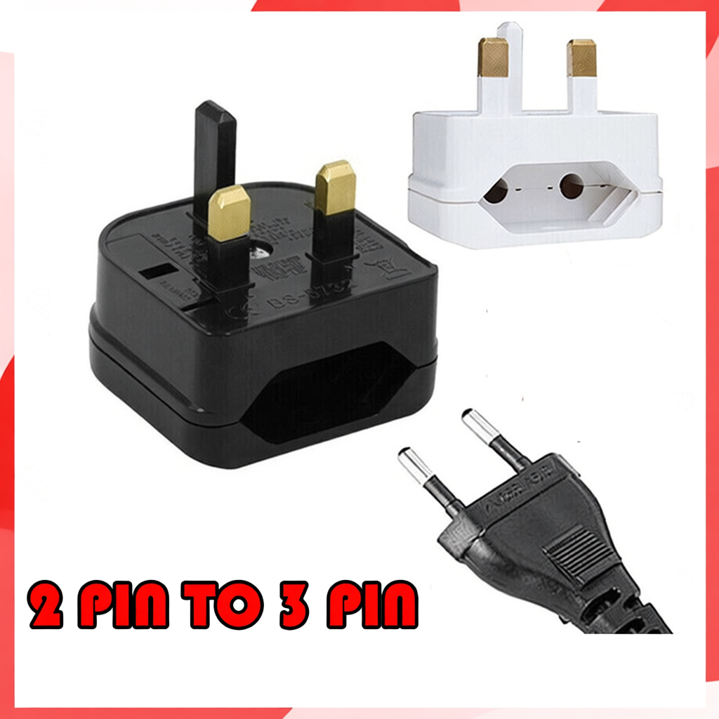 2 pin to 3 Pin Plug European to Malaysia/UK Converter Plug with Power ...