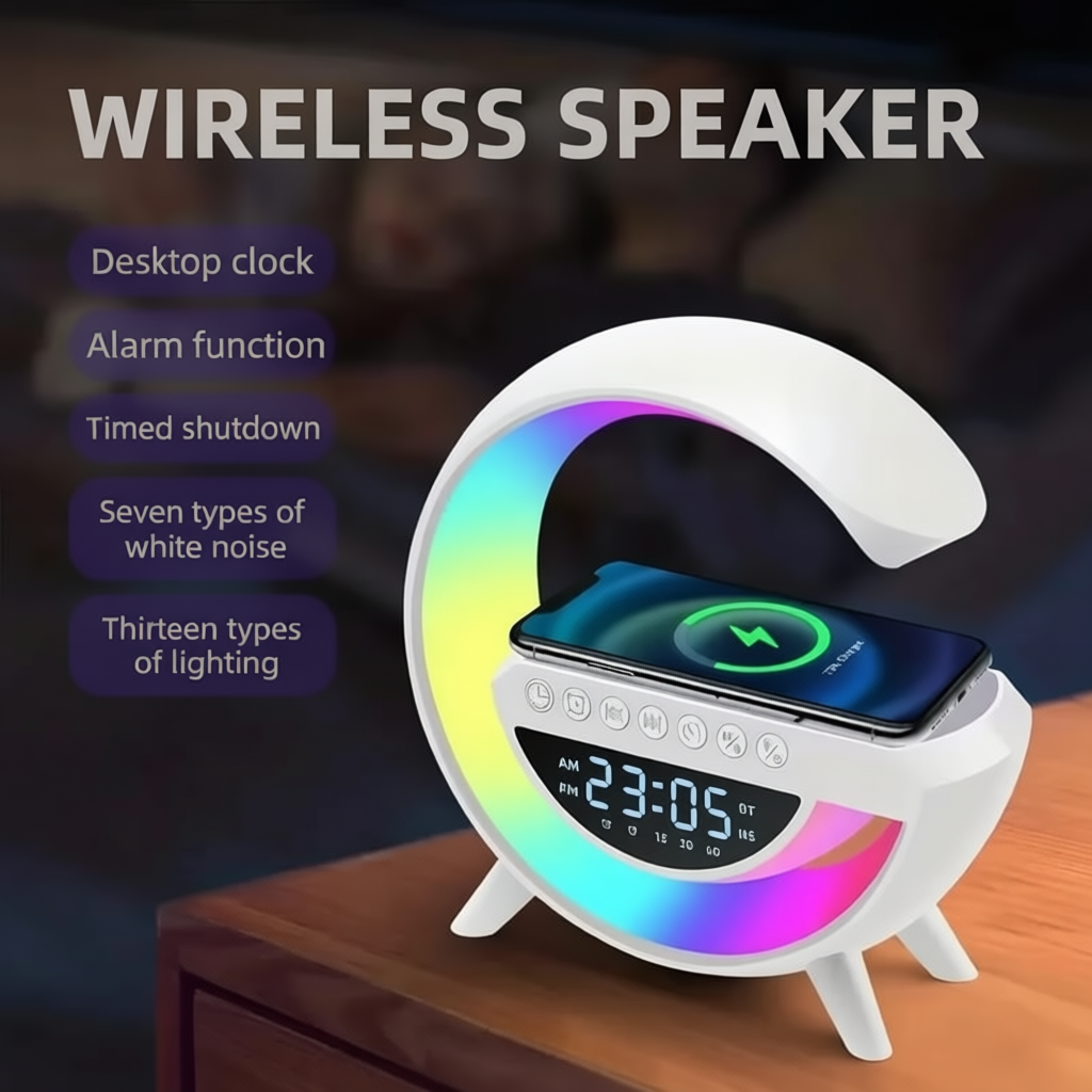 4in1 LED Atmosphere Light RGB Wireless Charger Bluetooth Speaker Table ...
